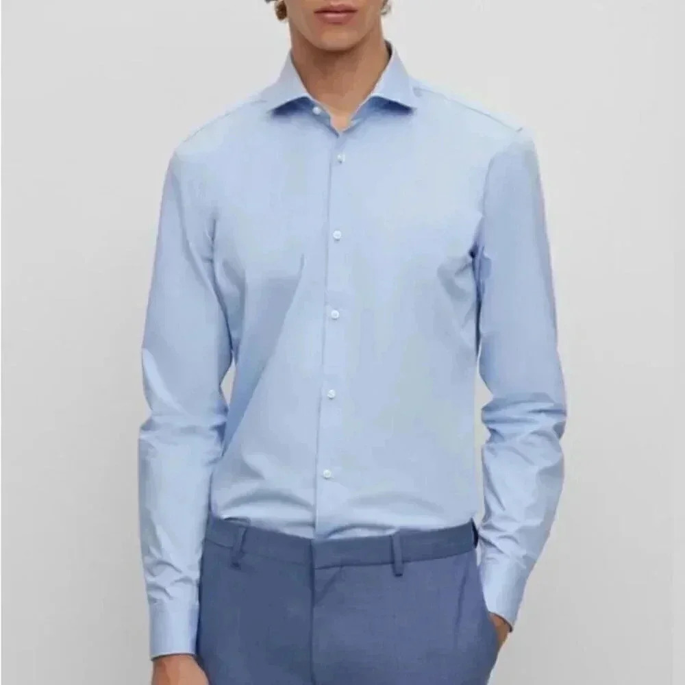 Hugo Boss Light Blue Men's Button-Down Casual Shirt